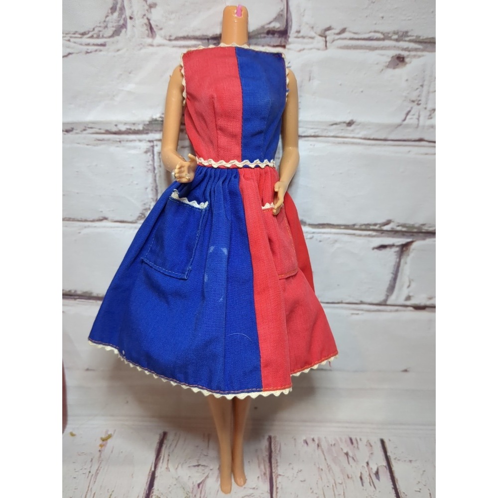 Vintage 1963  Barbie Fancy Free Dress #943  Red & Blue
